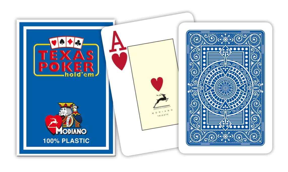 Modiano Poker Stuff India Italian Poker Game Playing Cards - Black Box Texas Poker - Blue Deck - Jumbo 2 Index - Single Card Deck - Plastic for Adult