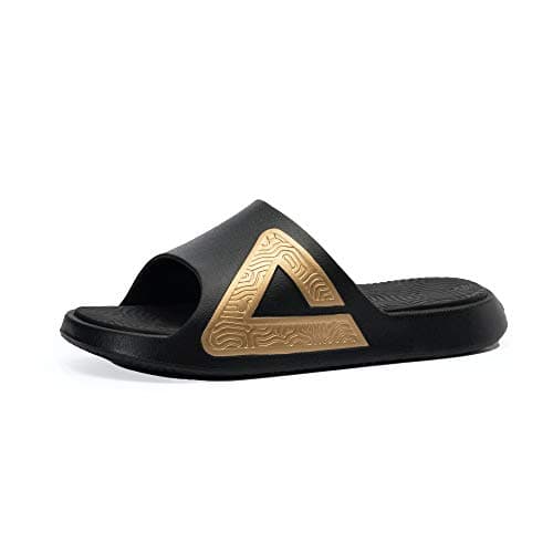 PEAK Taichi Slides Slippers Recovery Shoes for Men and Women Cloud Soft Cushioned Sole Indoor Outdoor House Slide Sandals Black/Gold
