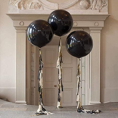 36 inch Glitz and Glam Tassel Tail Black Giant Balloon for Halloween Party Wedding Decoration 3 Pack