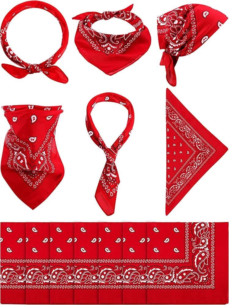 KETKAR Unisex Cotton Paisley Bandana Cowboy Head Scarf Head Wrap|Face Mask Bandana sun & UV - For Men & Women_Free Size(Red,Pack Of 6)
