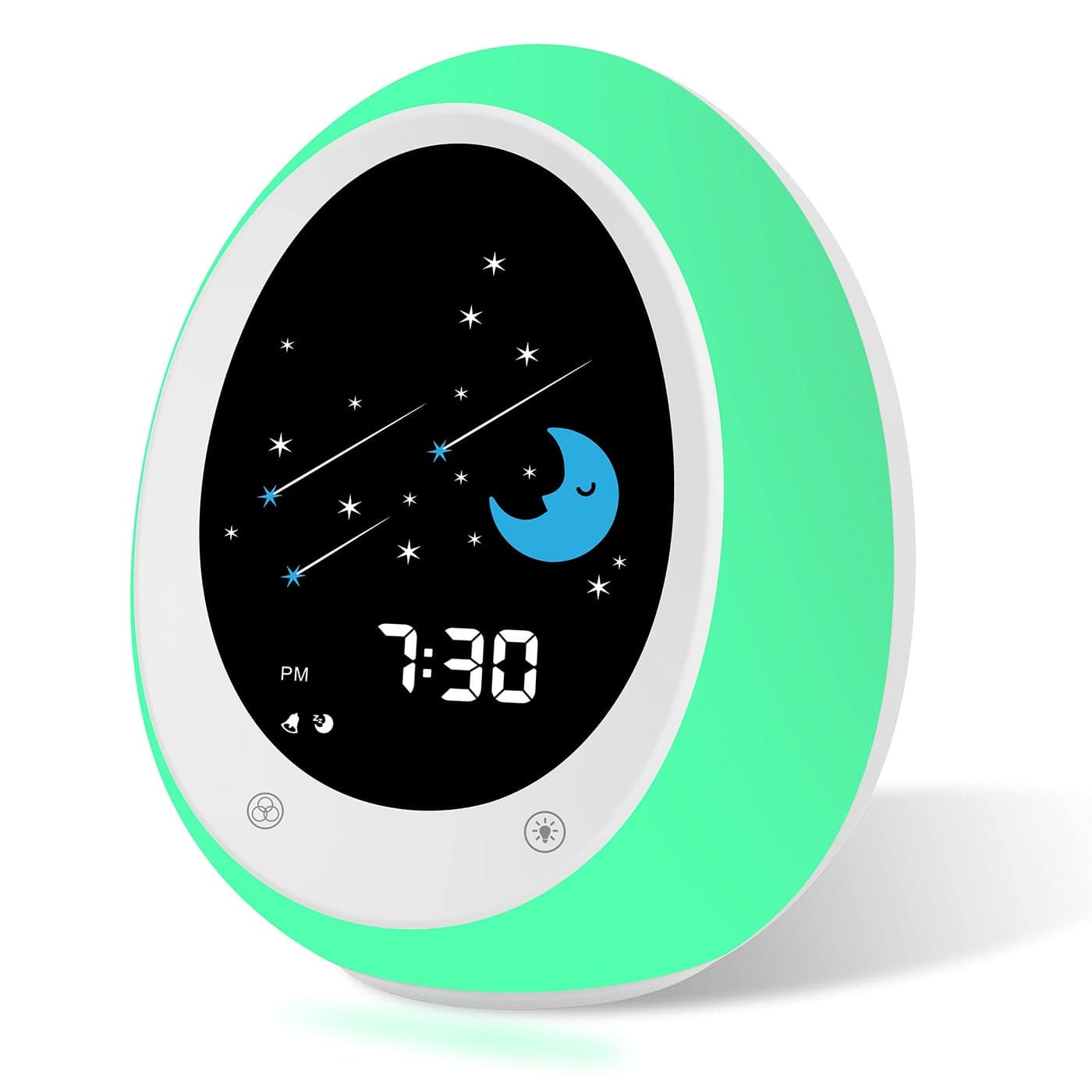ANNNGUL Kids Alarm Clock Toddler Sleep Training Clock with Sun Moon Sound Machine Night Light Time to Wake Grow Clock for Children
