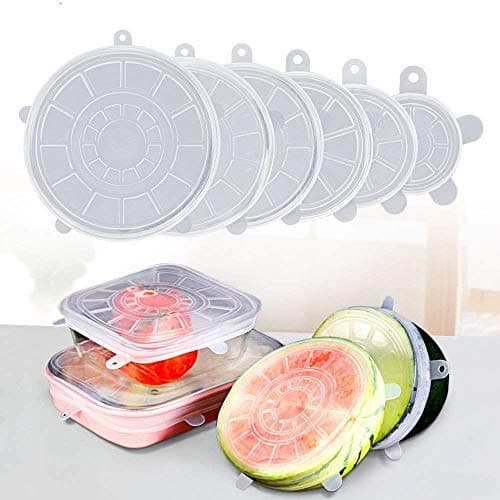 Bekner ZD- 6 Silicone Lid Set, Silicon lids for containers, Silicon Stretchable lids, Silicone lids and Cover - Multicolor
