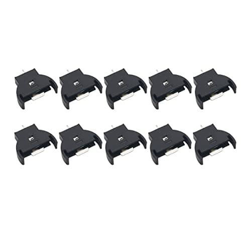 Electronic Spices 10pcs Vertical 3 Pin Coin Button Cell Battery Holder General Purpose Lithium Coin Battery + CR2032 Vertical Battery Holder