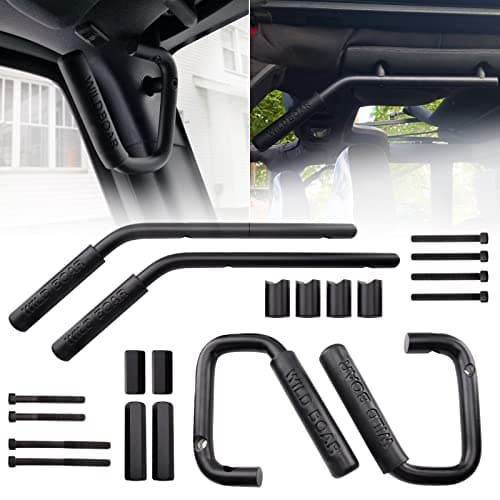 MEALAM Front Rear Grab Handle Kit Aluminum Alloy Grab Bar for 20072018 Jeep Wrangler JK JKU Rubicon Sport Sahara Black
