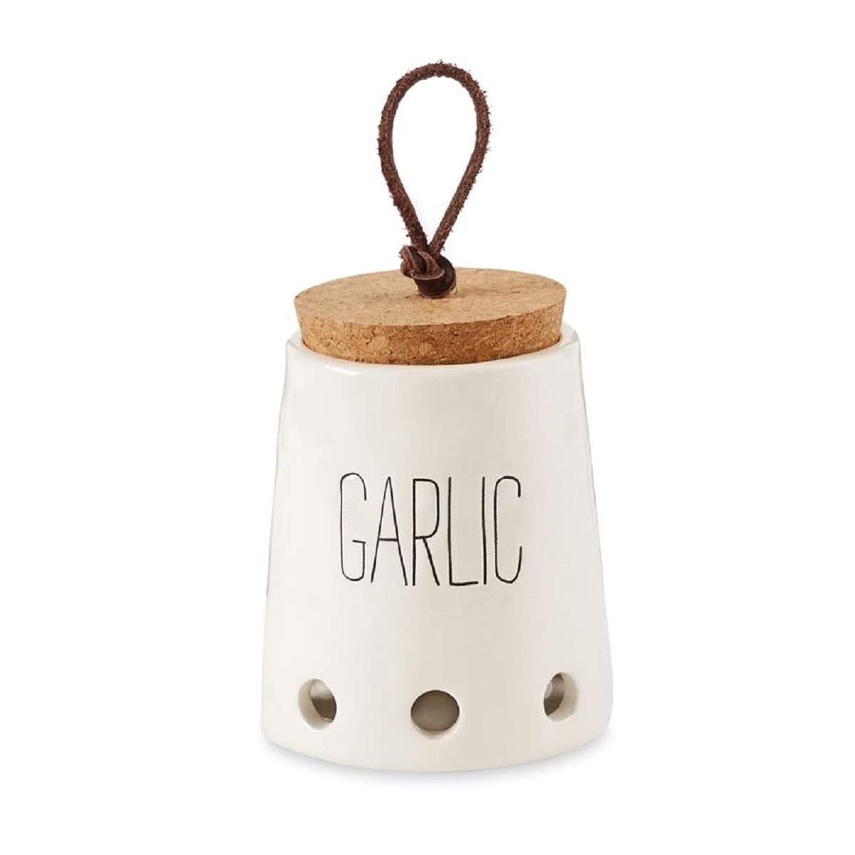 Mud Pie Garlic Keepers White with Cork Top