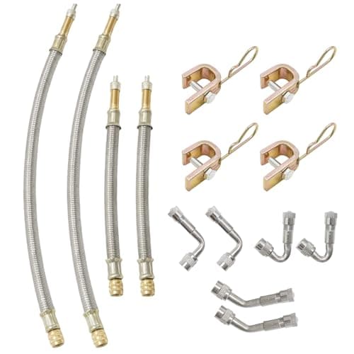 Hoypeyfiy Stainless Steel Dually Valve Stem Extension Kit - Includes 4 Dual Tire Valve Extensions & 6 Valve Extender Adaptors (7.1 & 11.8 Inch) for Most Cars Trucks RVs