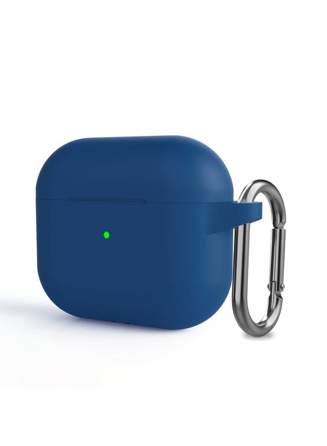 Case Cover Silicone Thickening Wireless Earphone Protective Case with Hook For AirPods 3 Lake Blue