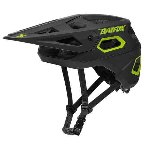 BATFOX Bike Helmet Mountain Bike Helmets for Men Women Adults MTB Bicycle Cycling BMX Bike Helmet(Black Green,L(55-59CM))