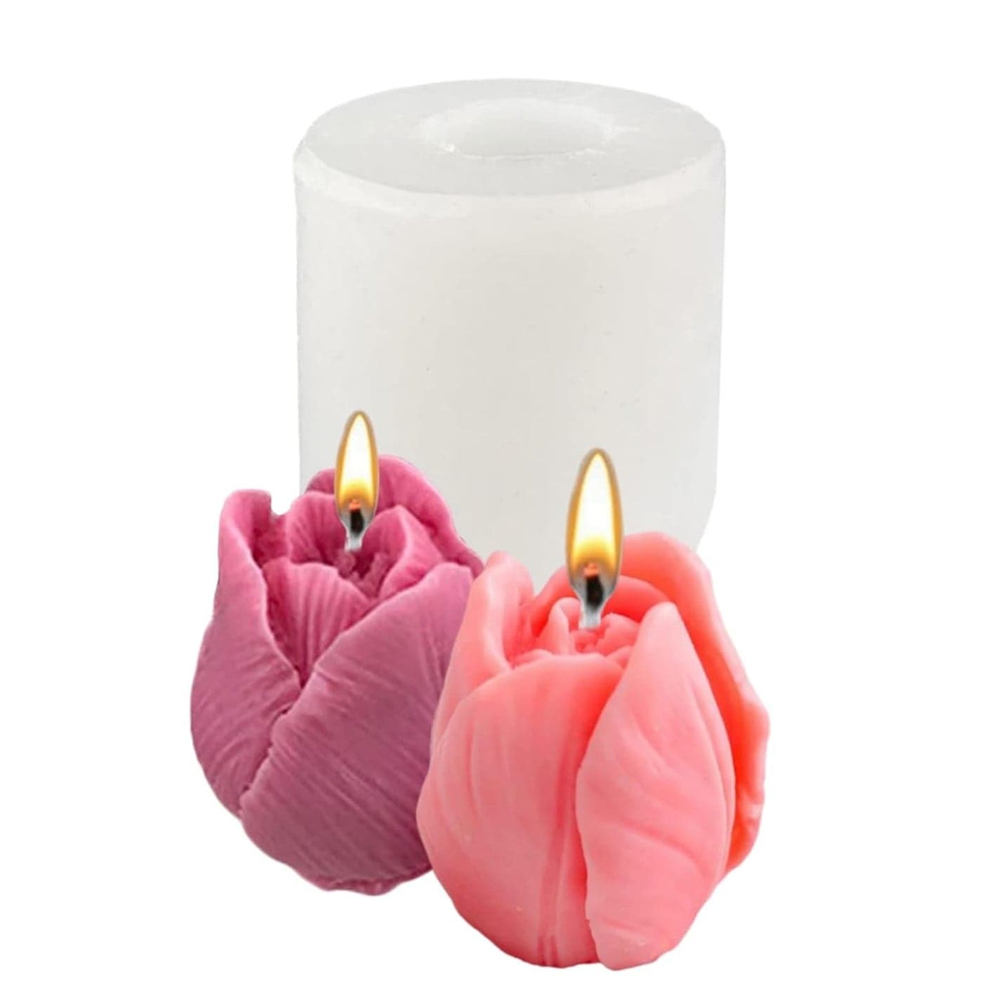 Shoppeecity Tulip Rose Bud Flower Shape Candle Making Silicone Molds Round 3D Rose Bloom Flower Candle Silicone Mould for DIY Handmade Chocolate Mousse Dessert Soap Cake Aromatherapy Resin Art Craft Making Home Party Decoration B