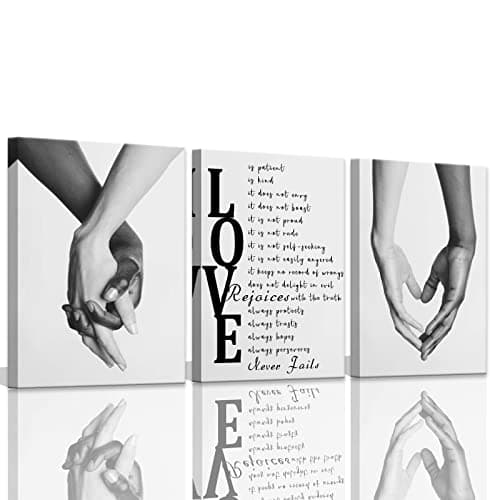 Canvas Wall Art for Bedroom Black and White Wall Art Decor for Home Walls Black Art Paintings for Wall Pictures for Bedroom Wall Decor for Couples 3 Pieces Canvas Art Wall Decor Set 12x16inchx3pcs