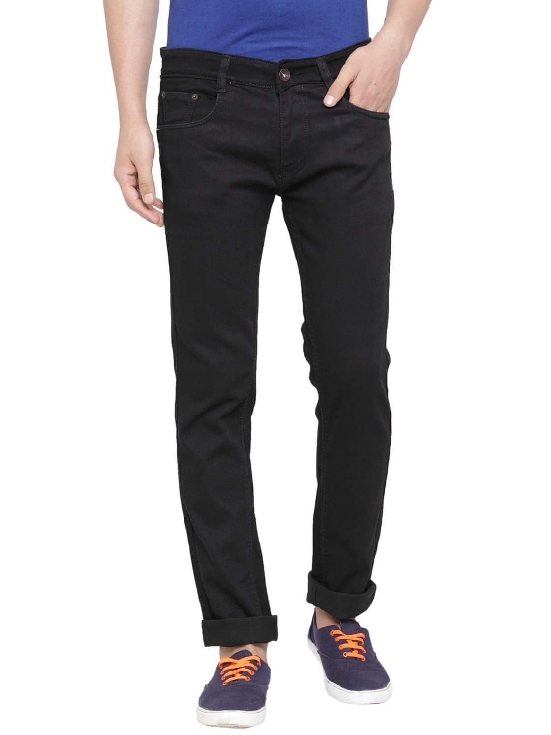 Ben Martin Men's Slim Fit Stylish Stretchable 28 Size Black Cotton Denim Mid Rise Jeans Pant for Men, JJ3-5
