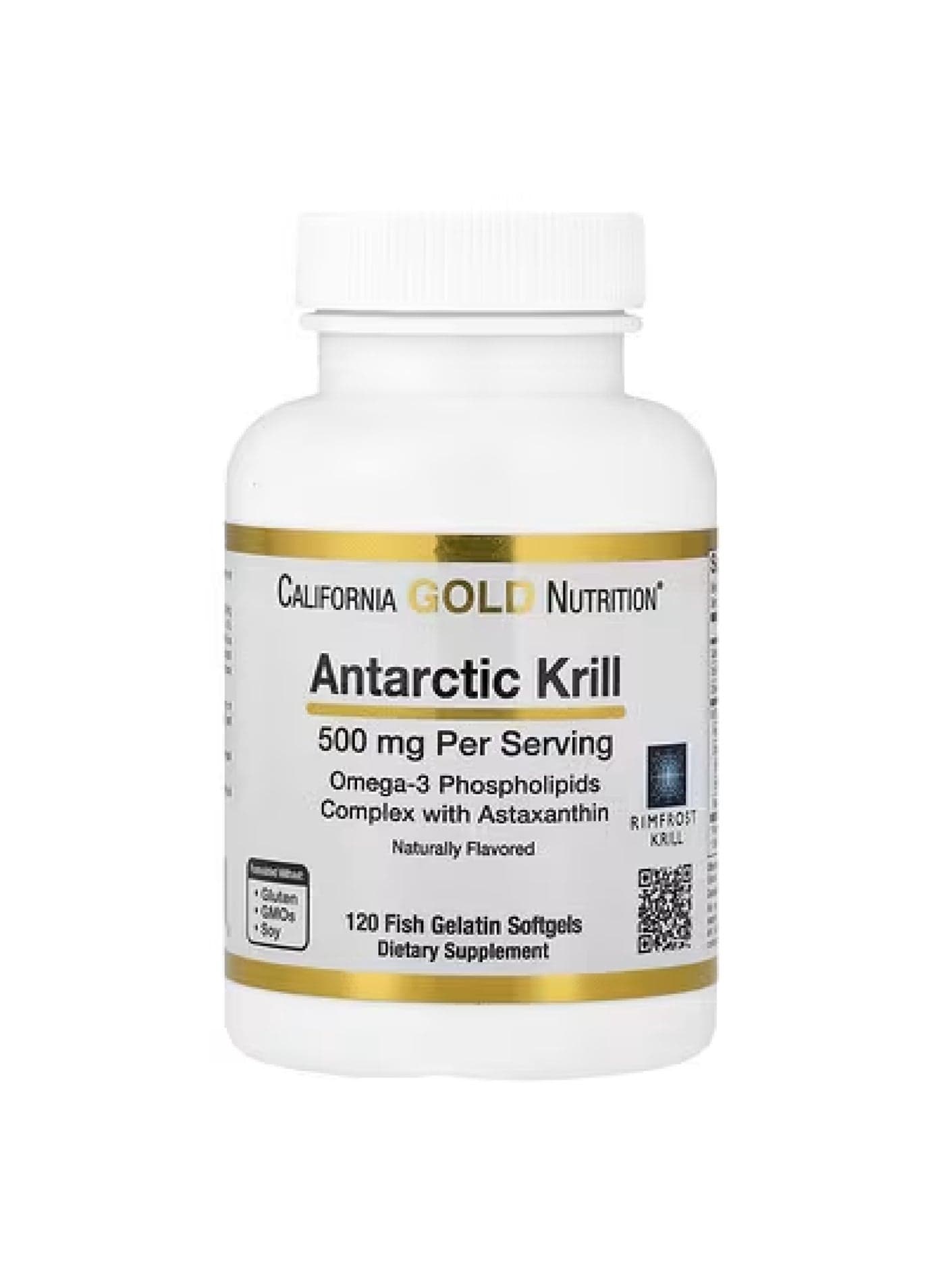 Antarctic Krill Oil, Omega-3 Phospholipids Complex with Astaxanthin, Natural Strawberry and Lemon, 500 mg, 120 Fish Gelatin Softgels