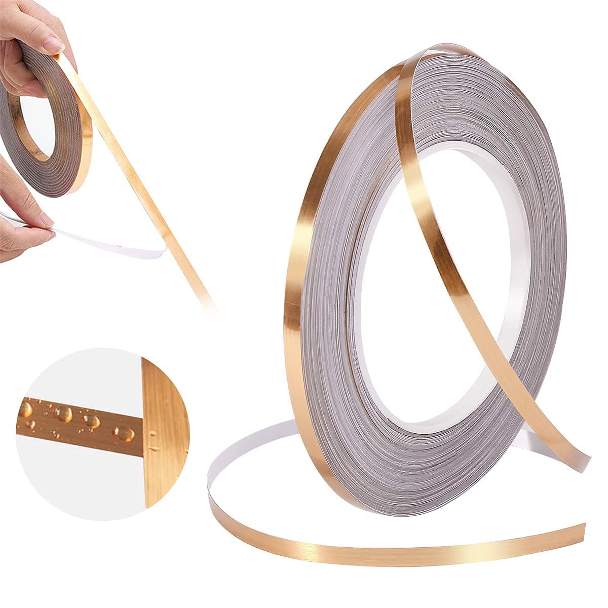 SEVIA Tile Tape Gap Sealing Decoration Tape For Floor Tape Waterproof Gold Tile Tape For Walls Strip Stickers For Flooring Selfadhesive Sticker 1cm X 50 Meter Gold