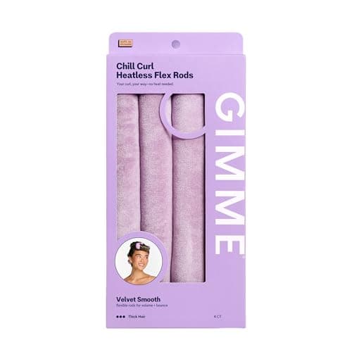 Gimme Beauty Chill Curl Heatless Flex Rods Gentle Bendable Hair Rods for Overnight Curls Bouncy Waves with a FrizzFree Finish Snap Closure for Secure Hold Thick Hair 4 Count