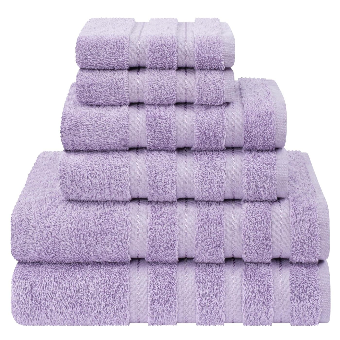 American Soft Linen Luxury 6 Piece Towel Set 2 Bath Towels 2 Hand Towel 2 Washcloths 600 GSM 100 Cotton Turkish Towels for Bathroom Lilac Towel Sets