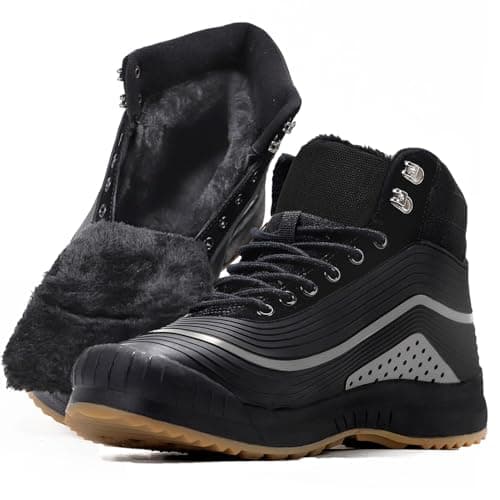 ulogu Snow Boots men Waterproof Insulated Black Duck Boots Fur Lined Warm Ankle Booties Lightweight Comfortable Winter Walking Shoes Zapatos Botas Invierno Para hombres