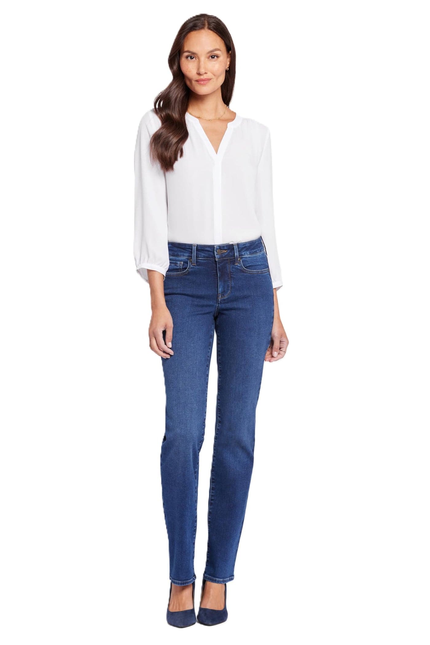 NYDJ Womens Petite Size Marilyn Straight Leg Jeans, Cooper, 14P