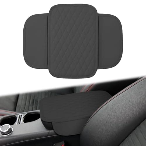 Car Center Console Cover AntiScratch Leather and Memory Foam Center Console Cover Hand Rest Pillow with 2 Organizer Pockets Storage Bags Universal Fit for Most Vehicles Car Accessories Grey