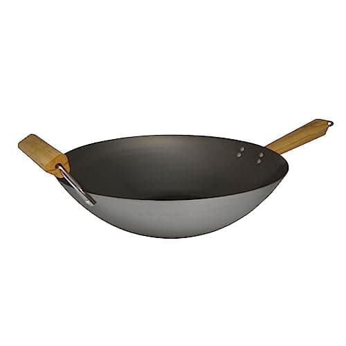 Imusa 14in Carbon Steel Wok with Wood Handles