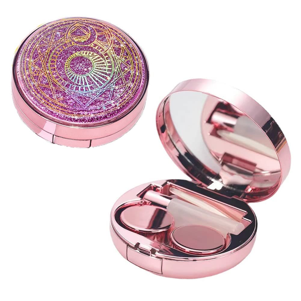 SUKPSY Colorful Glitter Contact Lens Case 5 in 1 Portable Quicksand Contact Lens Vision Care Container Kit with Mirror Tweezers Remover Tool Solution Bottle APink