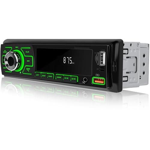 SIXWIN Single Din Car Radio, Bluetooth Car Stereo, Car Multimedia Audio Receiver with Voice Control, AUX/USB/TF Input, APP Control and Location Tracking, FM Radio, Audio Recording