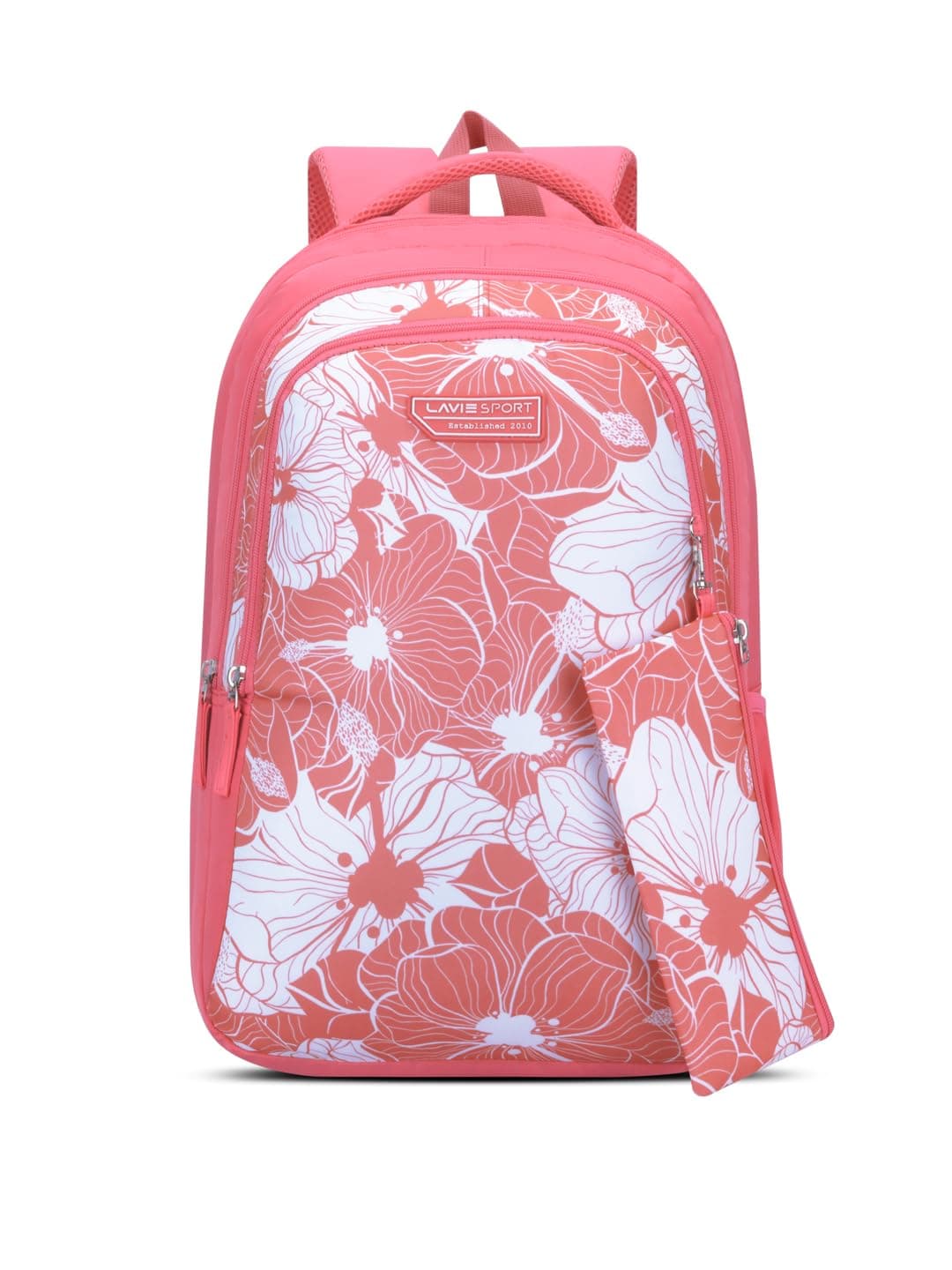 Lavie Sport Primrose 36L Coral Backpack | Fits Upto 15 Inch Laptop | Organizer & Bottle Holder |Pencil Pouch | Gift for Men, Women, Boys, Girls | Laptop Sleeve for School & College