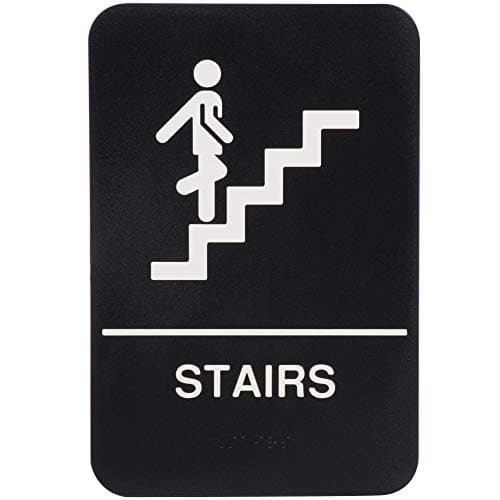 ADA Stairs Commercial Sign Door Plate with Braille for Business Restaurant, 9" x 6"