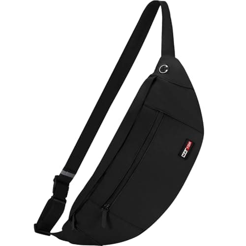MAXTOP Super Large Black Fanny Pack Sling Bag for Men Women Crossbody Sling Chest Bag for Travel Cycling Hiking Climbing