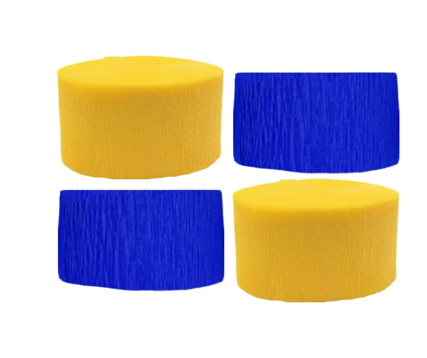 Blue and Gold Yellow Crepe Paper Streamers 4 Rolls Total Made in USA