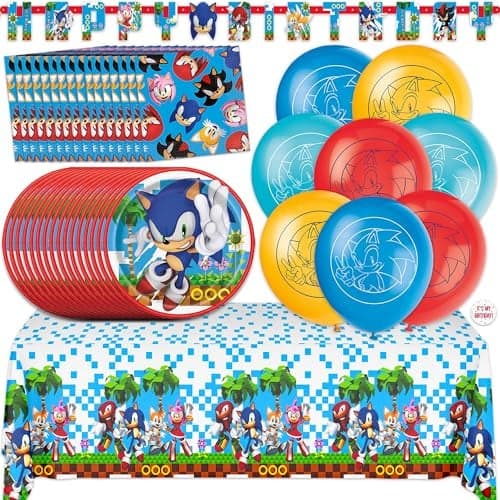 Sonic Birthday Party Decorations Serves 16 Guests Balloons Banner Tablecloth Plates Napkins Sticker Officially Licensed
