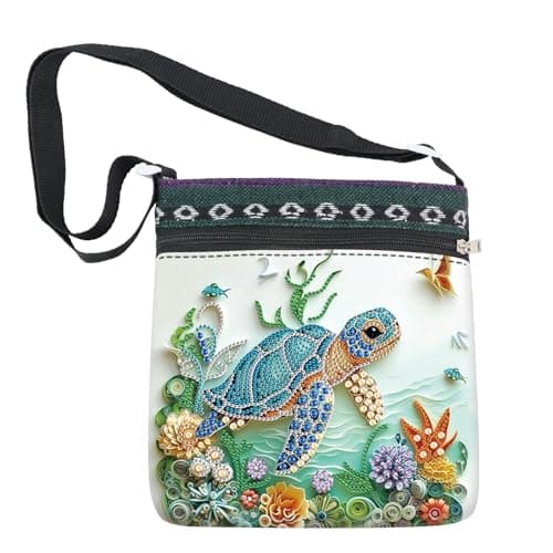 5D Diamond Painting Shoulder Bag DIY Sea Turtle Design with Special Shaped Crystals Partial Drill Diamond Art Bag Craft Kit for Adults Stylish Handmade Crossbody Tote for Everyday Use Gifts
