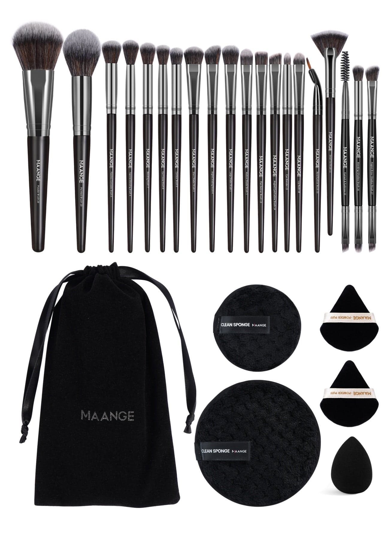 26Pcs Makeup Brush Set, Professional Makeup Tool Set - Includes Blush, Contour, Foundation, Concealer, Eyeshadow Brushes, Makeup Sponges, Beauty Blenders, And Powder Puffs (Black).
