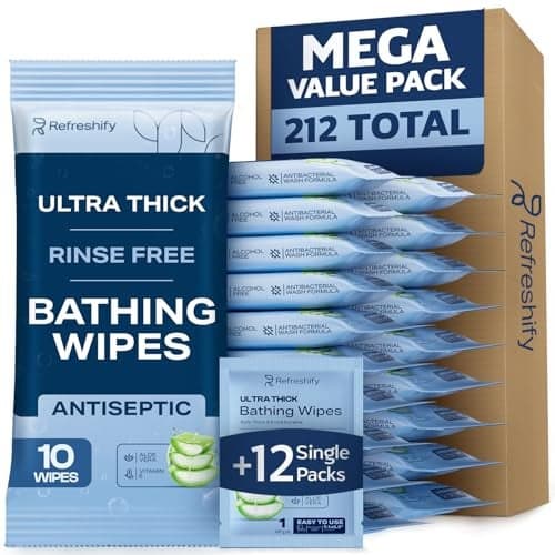 Extra Thick Bath Wipes, Fresh Bathing Wipes | Shower & Bath Alternative | Body Wipe for Adults Bathing No Rinse | Microwavable with Aloe & Vitamin E | 10 Packs - 100 Ct