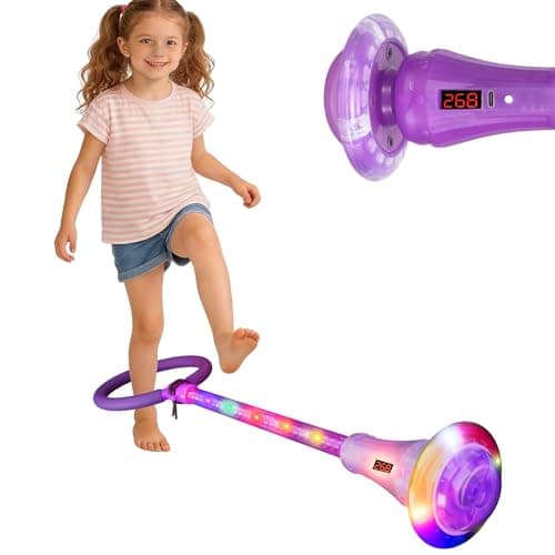 Mfcir Rechargeable Skip Ball for KidsAnkle Flashing Jump Toy Purple with LED Lights and Digital Counter Girls Women Birthday for Age 5 6 7 8 9 10 11 12Indoor Outdoor Outside Sports Games