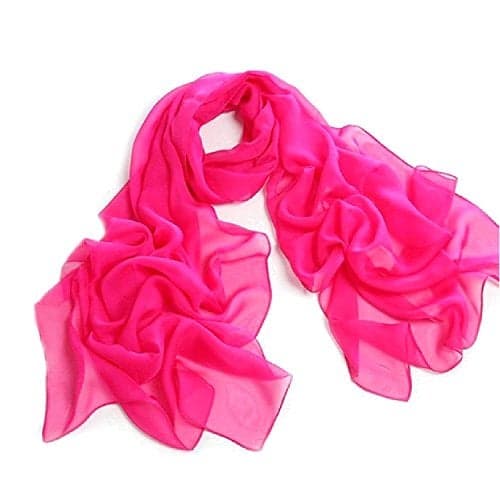 Fashionable Solid Color Chiffon Scarf - Magenta