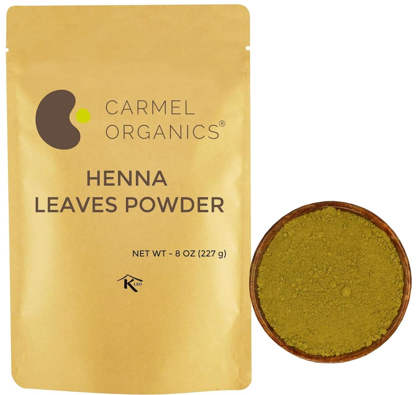 CARMEL ORGANICS Henna Leaves Powder 8 Ounce or 227 Grams for Hair Color Made by Natural and Pure Henna Leaves No Added Preservatives or Color Lawsonia inermis