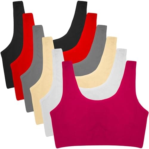 Dressably Cotton Pack Of 6 Teen Solid Beginner Bras,Sports Bras,Teenager Bra For Girls/Kids Half Slip & Croped Camisole (15 To 16 Years)