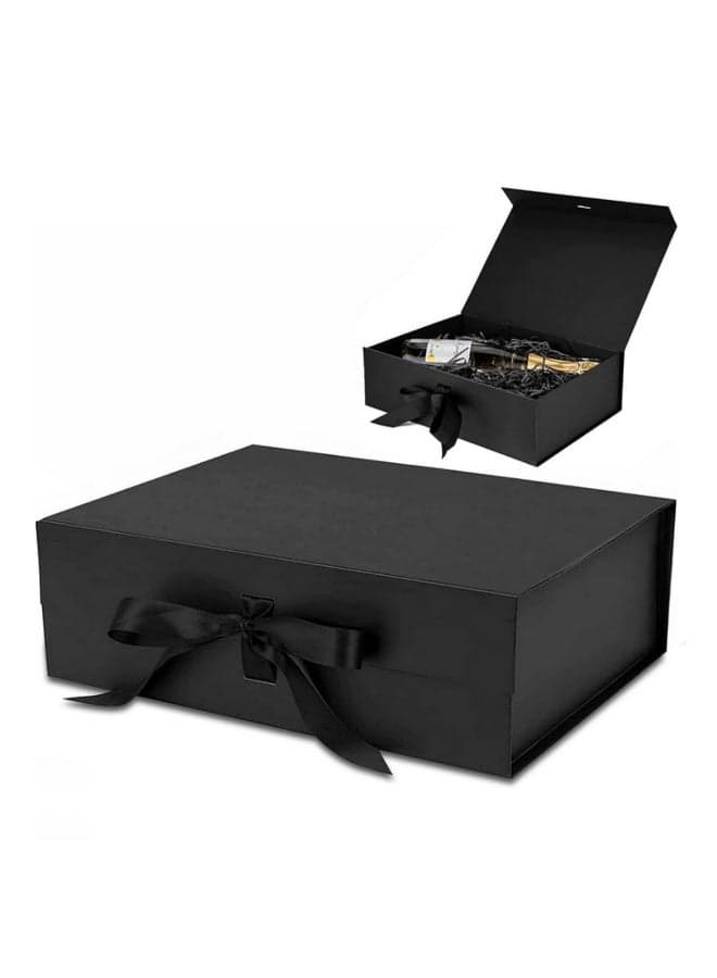1PCS Magnetic Gift Box with Ribbon Closure Gift Packaging Box Storage Box Presentation Box with Lids Birthday Party Gift Boxes-26x19x8cm black