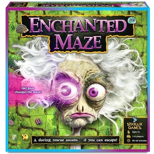 Enchanted Maze A Light Up Board Game for Families Ages 5 16 Players Cooperative Competitive and Solo Play Options with Secret LED Light up Tiles dice Animal Figurines and a Hag