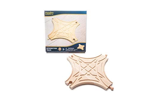 maxim enterprise, inc. Intersection Star Track for Toy Train - 100 Percent Hardwood Switch Track, 4 Three-Way Switches, Exit in 3 Directions, Compatible with Major Brands