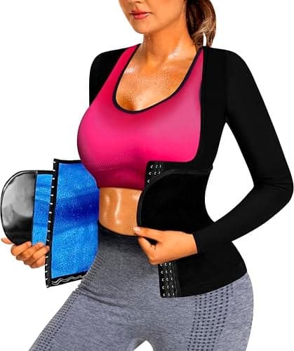 QZSH Sauna Suit for Women Slimming Shirt Sweat Vest Heat Trapping Tank Top Workout Body Shaperwear,Adjustable waist,Breathable Armpit,Double Non-slip Silicone(6016-01-L)