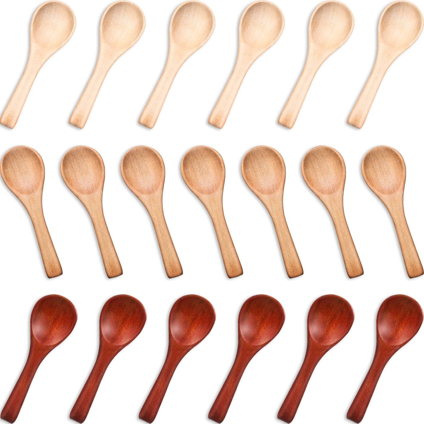 Boao 50 Pcs Small Wooden Spoons 35 L Mini Wood Natural Tiny Spoons Wooden Little Teaspoons for Jars Sugar Creamer Honey Spices Salt Kitchen Supplies Multiple Color