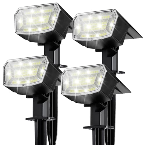 TECKNET Spot Lights Outdoor with 59 LED 4 Pack Solar Lights Outdoor Waterproof IP65 Auto OnOff Solar Spot Lights 3 Lighting Modes Solar Powered Garden 2in1 Solars Landscape Light Cool White