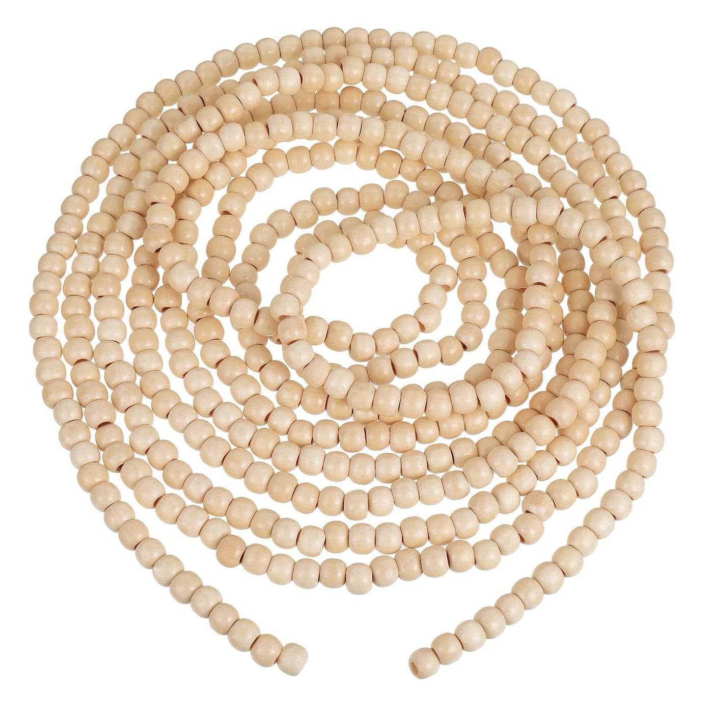 WILLBOND 16 Feet Christmas Wood Bead Garland Wooden Bead Garland for Christmas Tree Holiday Decoration Wood Color