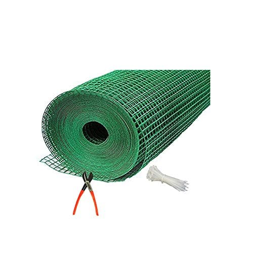 SAI PRASEEDA UV Stabilized 12 MM PVC Coated Weld Wire Garden Fencing Iron Net_Tree Guard Net_Anti Bird Net_4 Feet Height X 15 Feet Length_with 1 Cutter and 100 PVC Tags SHJAMN53