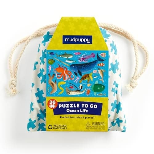 Mudpuppy Ocean Life 36 Piece Puzzle to Go Featuring Colorful Sea Creatures Perfect Travel Activity for Children Ages 3 and Up