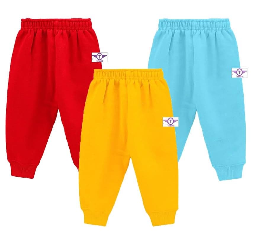 Triviso Baby boy Baby Girls Kids Soft Fleece Pyjamas Winter wear Pyjama Pants Winter Warm Pajama Sets for Kid Boys and Girls 0 Months to 5 Years Pack of 3 Multicolour