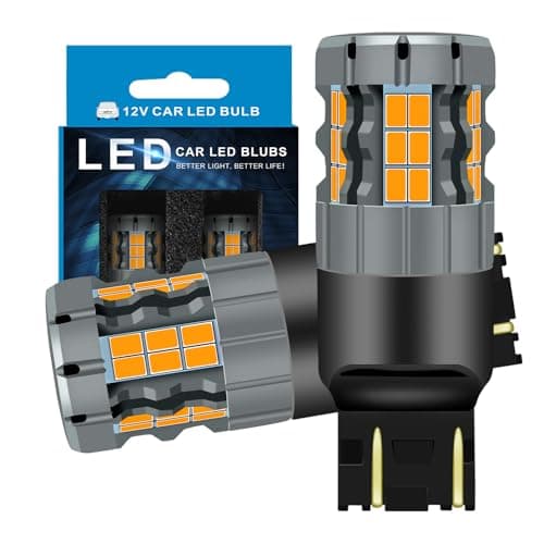 Zyvirexa 7443 LED Turn Signal Bulbs Compatible For Ford Expedition 2015-2020 (Front), 7444 Bulb, Amber Yellow, Plug and Play, Pack of 2
