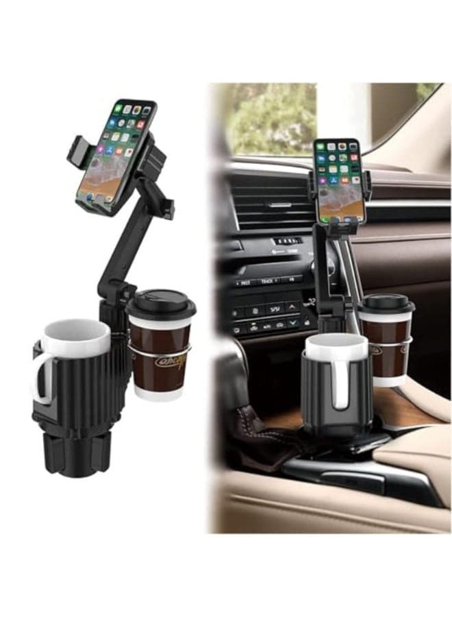 Cup Phone Holder Car Mount, Universal Auto Cell Phone Stand with Drink Expand Cup Holder for SUV | Automobile | Truck | Compatible with iPhone u0026 Samsung and Other Android Smartphone-Black