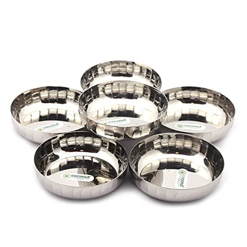 coconut Stainless Steel Halwa Plate/Serving Plates/Snacks Plate - Small - Pack of 6(Diameter - 10Cm)
